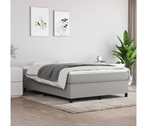 Cama box spring con colchón tela gris claro 140x200 cm