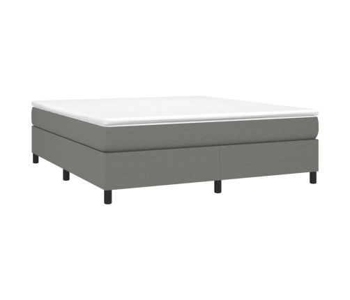 Cama box spring con colchón tela gris oscuro 160x200 cm