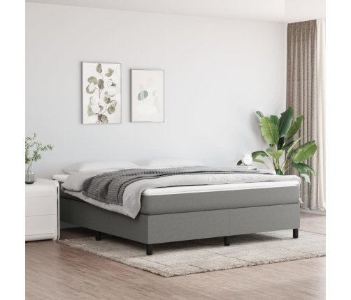 Cama box spring con colchón tela gris oscuro 160x200 cm