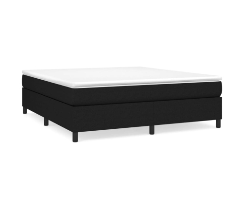 Cama box spring con colchón tela negro 160x200 cm