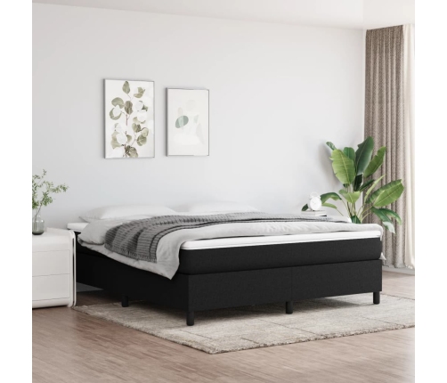 Cama box spring con colchón tela negro 160x200 cm