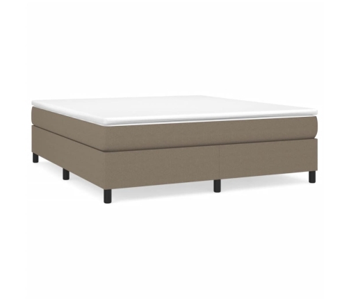 Cama box spring con colchón tela gris taupe 160x200 cm