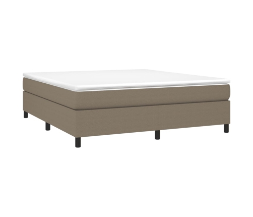 Cama box spring con colchón tela gris taupe 160x200 cm