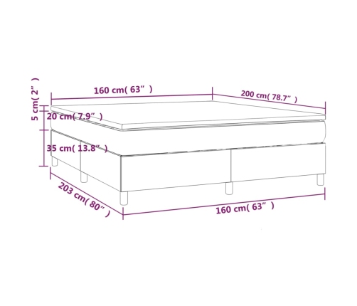 Cama box spring con colchón tela color crema 160x200 cm