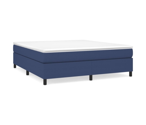 Cama box spring con colchón tela azul 160x200 cm