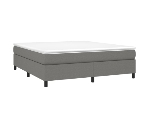 Cama box spring con colchón tela gris oscuro 180x200 cm