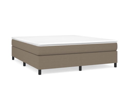 Cama box spring con colchón tela gris taupe 180x200 cm