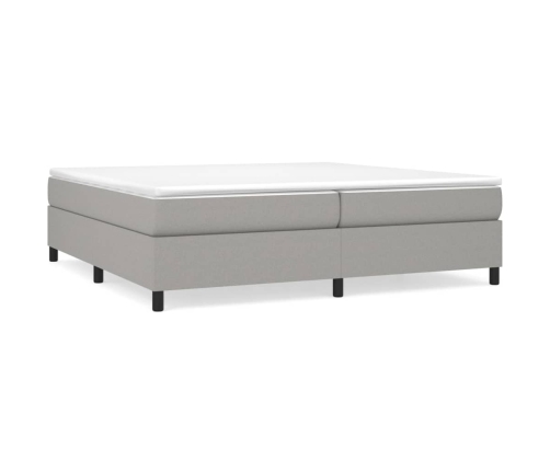 Cama box spring con colchón tela gris claro 200x200 cm