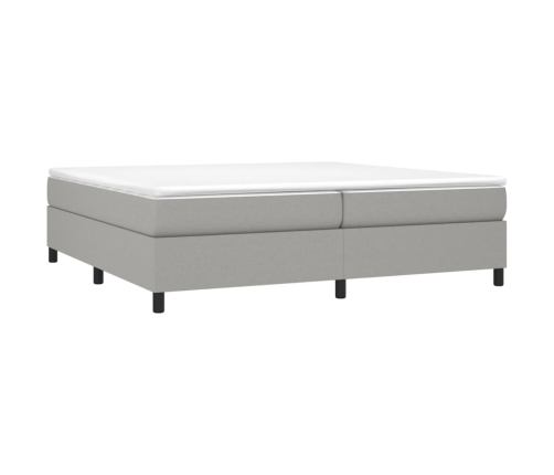 Cama box spring con colchón tela gris claro 200x200 cm