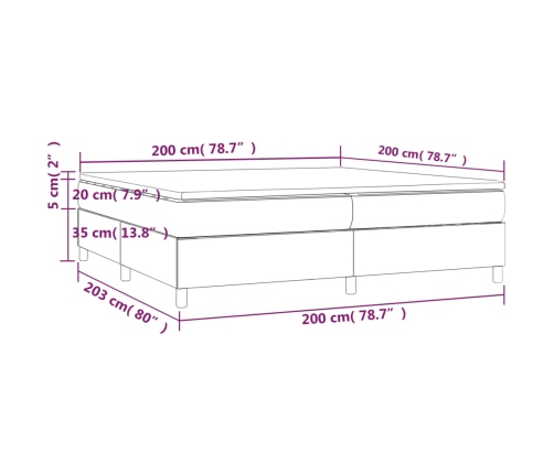 Cama box spring con colchón tela gris claro 200x200 cm