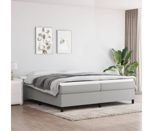 Cama box spring con colchón tela gris claro 200x200 cm