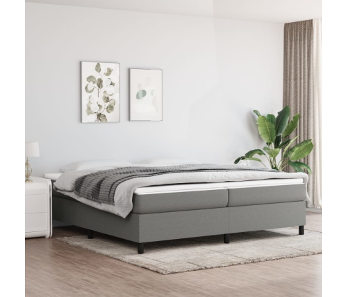 Cama box spring con colchón tela gris oscuro 200x200 cm