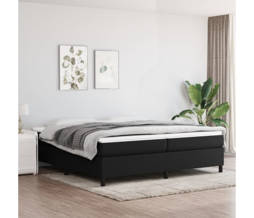 Cama box spring con colchón tela negro 200x200 cm