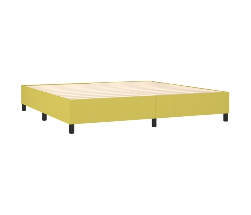 Cama box spring con colchón tela verde 200x200 cm