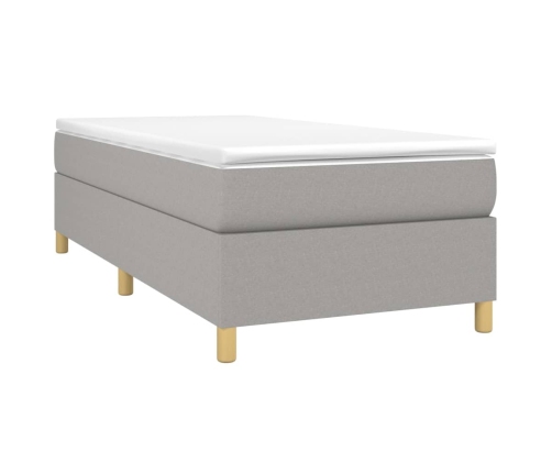 Cama box spring con colchón tela gris claro 90x190 cm