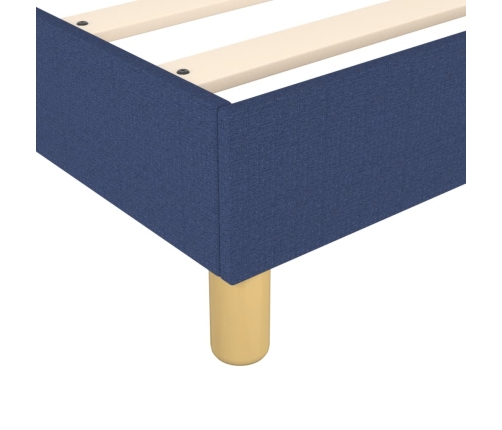 Cama box spring con colchón tela azul 90x190 cm