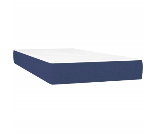 vidaXL Cama box spring con colchón tela azul 100x200 cm