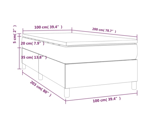 vidaXL Cama box spring con colchón tela azul 100x200 cm