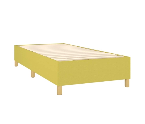 Cama box spring con colchón tela verde 100x200 cm