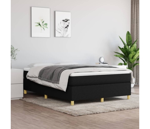 Cama box spring con colchón tela negro 140x190 cm