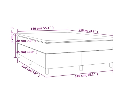 Cama box spring con colchón tela gris taupe 140x190 cm