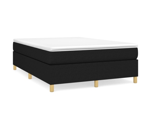 Cama box spring con colchón tela negro 140x200 cm