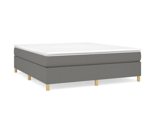 Cama box spring con colchón tela gris oscuro 160x200 cm