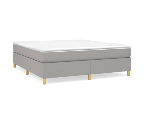 vidaXL Cama box spring con colchón tela gris claro 180x200 cm