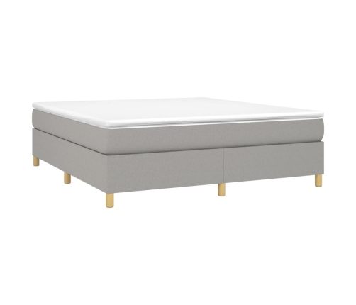 vidaXL Cama box spring con colchón tela gris claro 180x200 cm