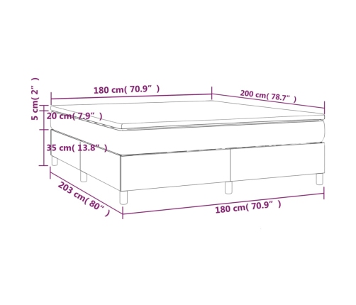 vidaXL Cama box spring con colchón tela gris claro 180x200 cm