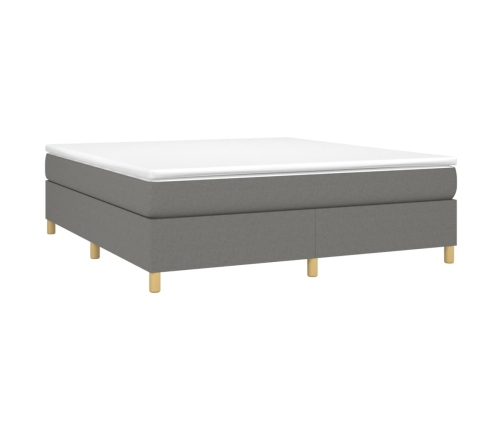 Cama box spring con colchón tela gris oscuro 180x200 cm