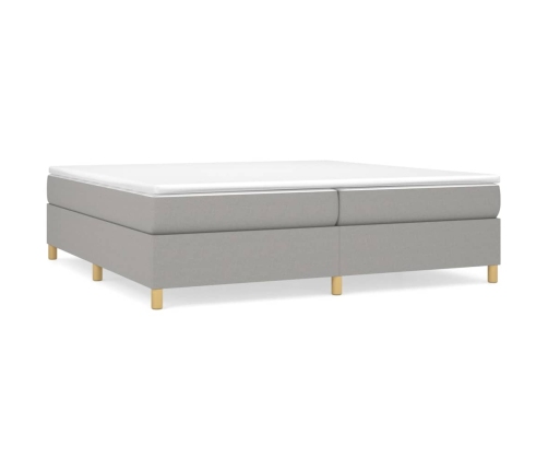 vidaXL Cama box spring con colchón tela gris claro 200x200 cm