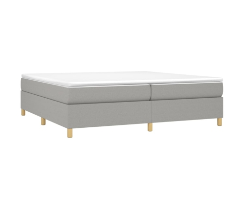 vidaXL Cama box spring con colchón tela gris claro 200x200 cm