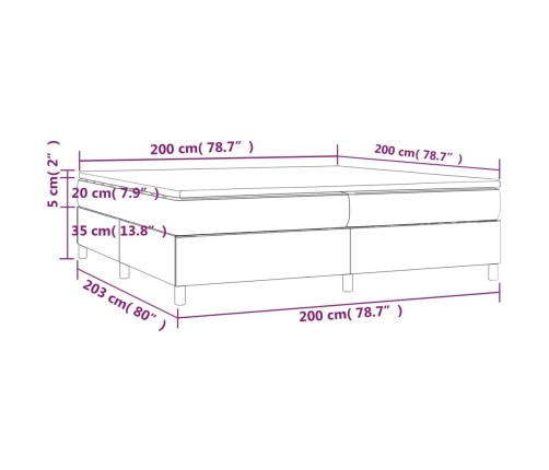 vidaXL Cama box spring con colchón tela gris claro 200x200 cm