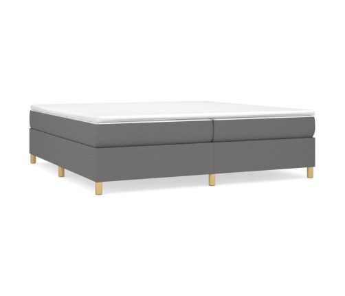 Cama box spring con colchón tela gris oscuro 200x200 cm