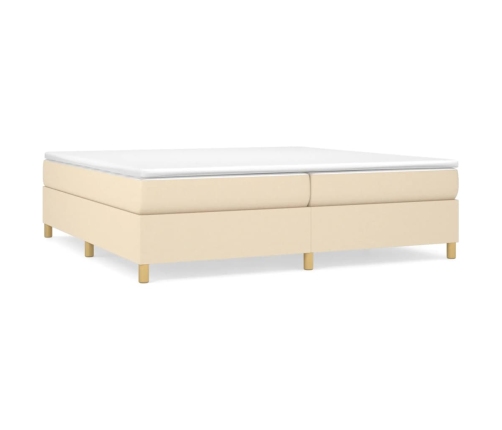Cama box spring con colchón tela color crema 200x200 cm