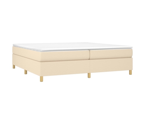 Cama box spring con colchón tela color crema 200x200 cm