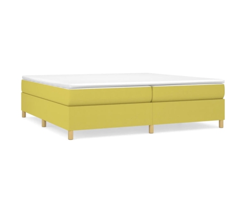 vidaXL Cama box spring con colchón tela verde 200x200 cm