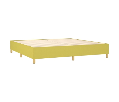 Cama box spring con colchón tela verde 200x200 cm