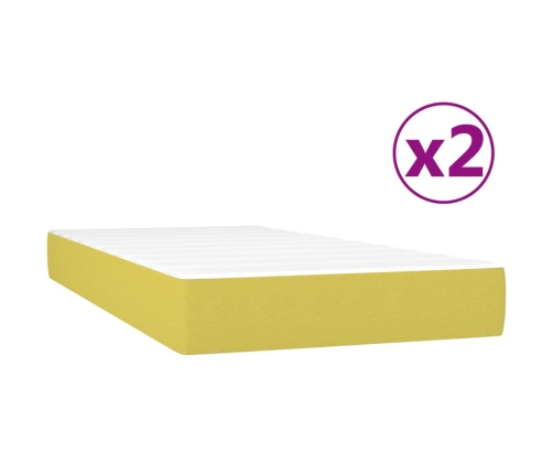 vidaXL Cama box spring con colchón tela verde 200x200 cm