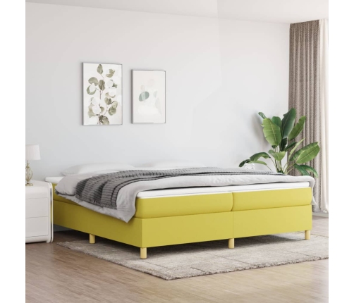 vidaXL Cama box spring con colchón tela verde 200x200 cm