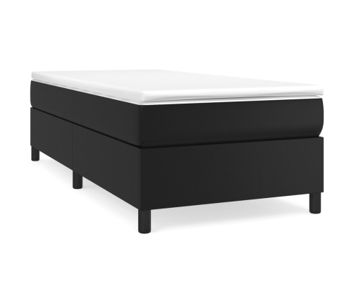 Cama box spring con colchón cuero sintético negro 80x200 cm