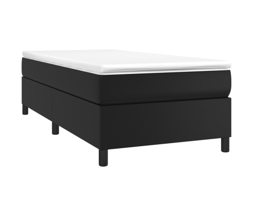 Cama box spring con colchón cuero sintético negro 80x200 cm