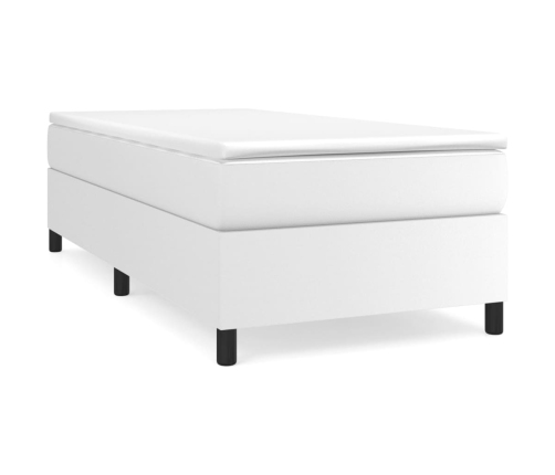 Cama box spring con colchón cuero sintético blanco 80x200 cm