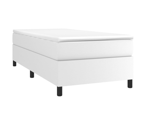 Cama box spring con colchón cuero sintético blanco 80x200 cm