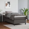 Cama box spring con colchón cuero sintético gris 80x200 cm