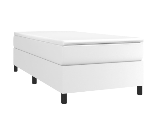 Cama box spring con colchón cuero sintético blanco 90x190 cm