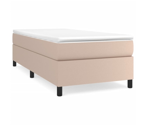 Cama box spring con colchón cuero sintético capuchino 90x190 cm