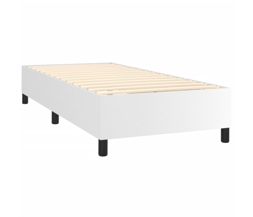 Cama box spring con colchón cuero sintético blanco 90x190 cm