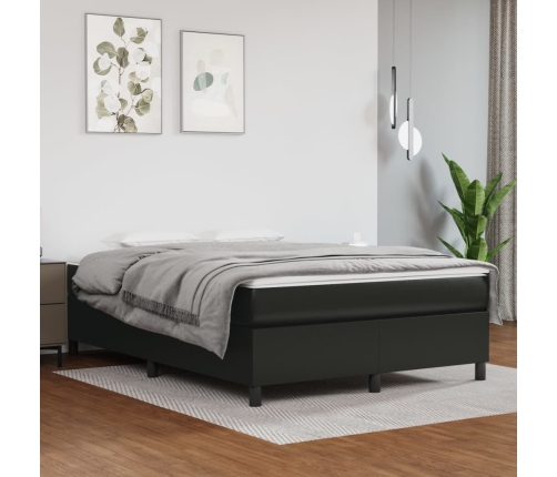 vidaXL Cama box spring con colchón cuero sintético negro 140x190 cm